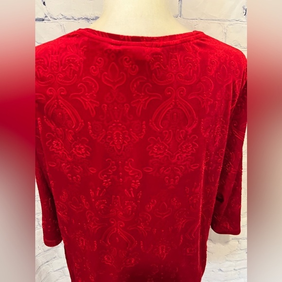 Catherines Embossed Tunic Blouse Women’s 14/16 W Petite Red - Picture 5 of 6